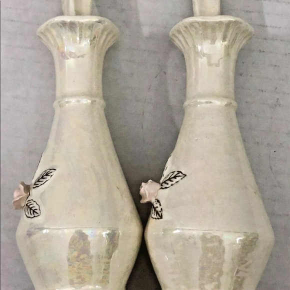 $6 each! Lot 2 Perfume Bottles Stopper porcelain Iridescent Opalescent VINTAGE - Picture 2 of 12